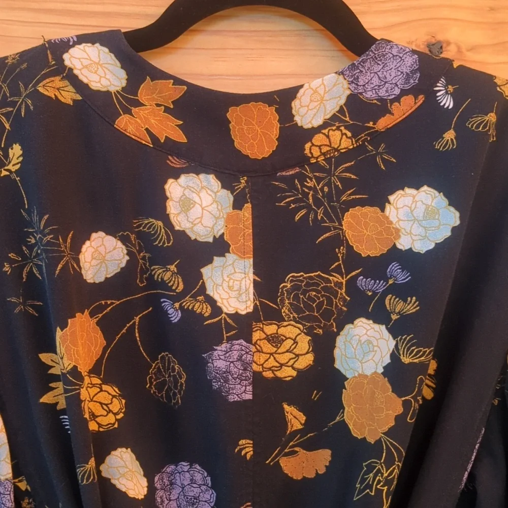 Free People 'Wrap It Up' Long Sleeve Floral Kimono XS - Picture 8 of 11